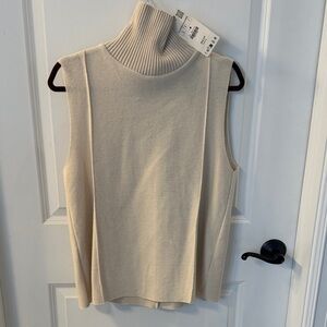 Zara Cream Sleeveless Turtleneck Sweater